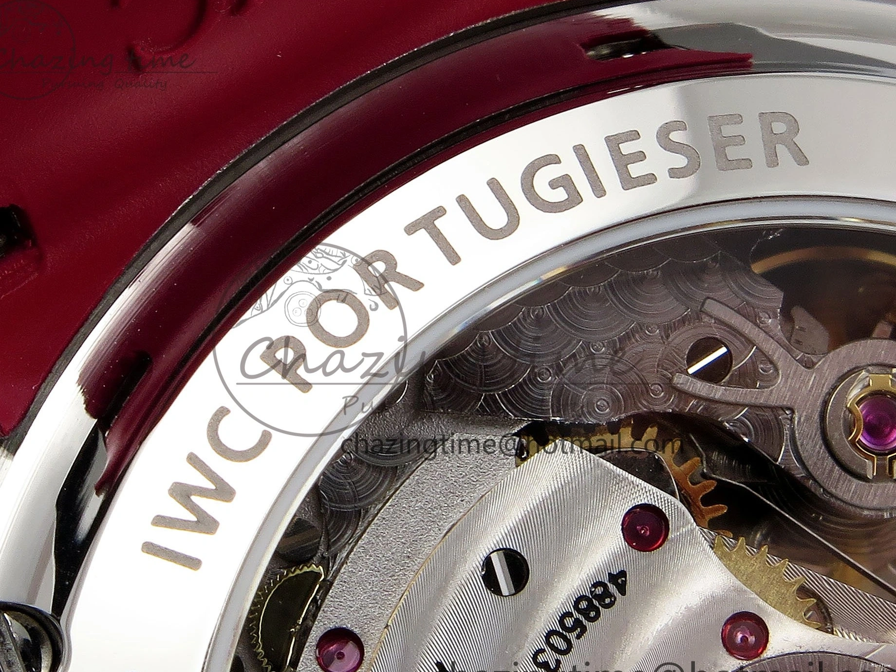 MIROTIME 0301 Reliable Portuguese Chrono IW3716 Z+F 1:1 Best Edition Red Dial on Red Rubber Strap A 7015